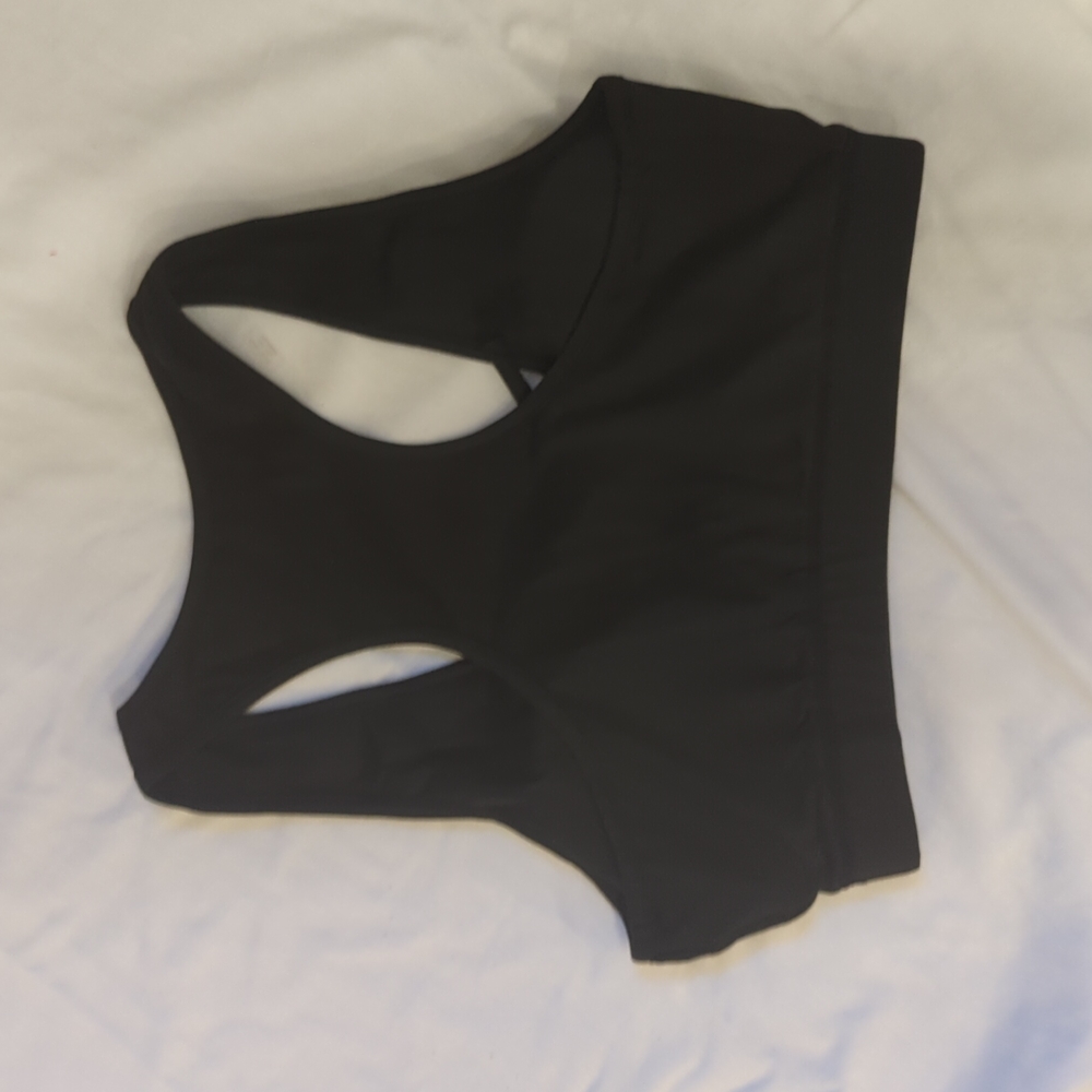 Shein Padded Sports Bra with Cross Front Detail Black Sz M - Picture 4 of 8